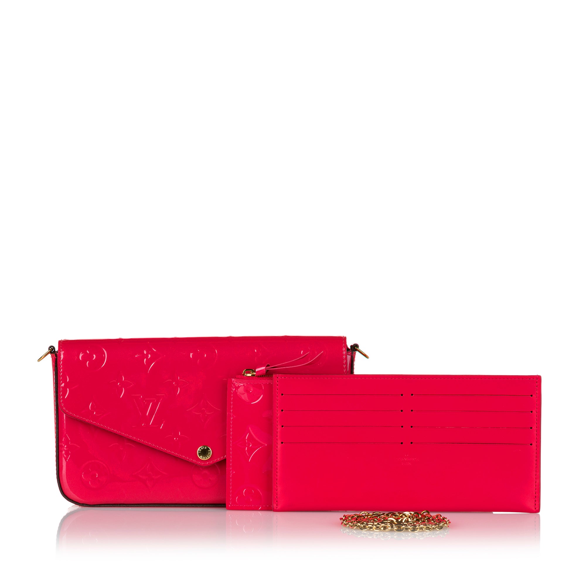 Louis Vuitton Red Monogram Vernis Pochette Felicie Leather Patent
