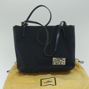 Preloved Fendi Navy Canvas Shoulder Bag 3QVB4GT 070824 G