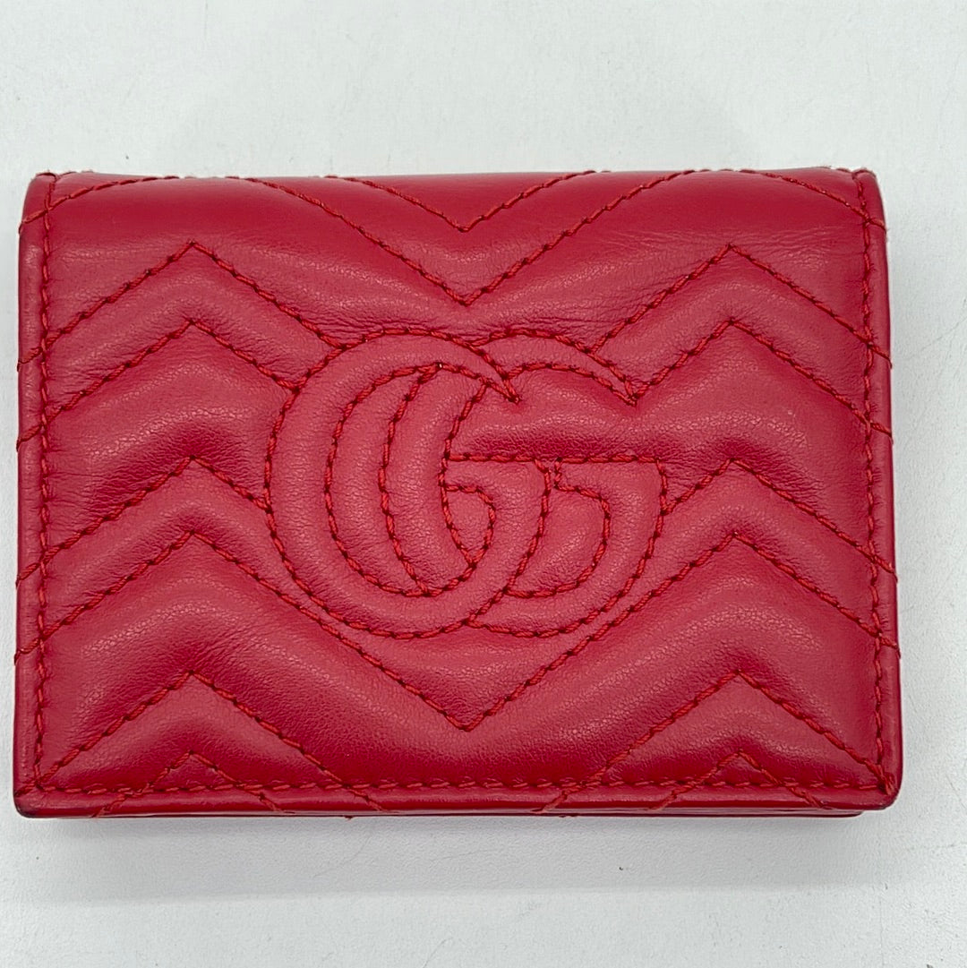 Preloved Gucci Red Leather GG Marmont Compact Wallet  Q698CCW 053124B