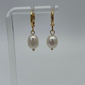 NEW Gold Pearl Earrings Stainless Steel 18K Gold Plated 051524