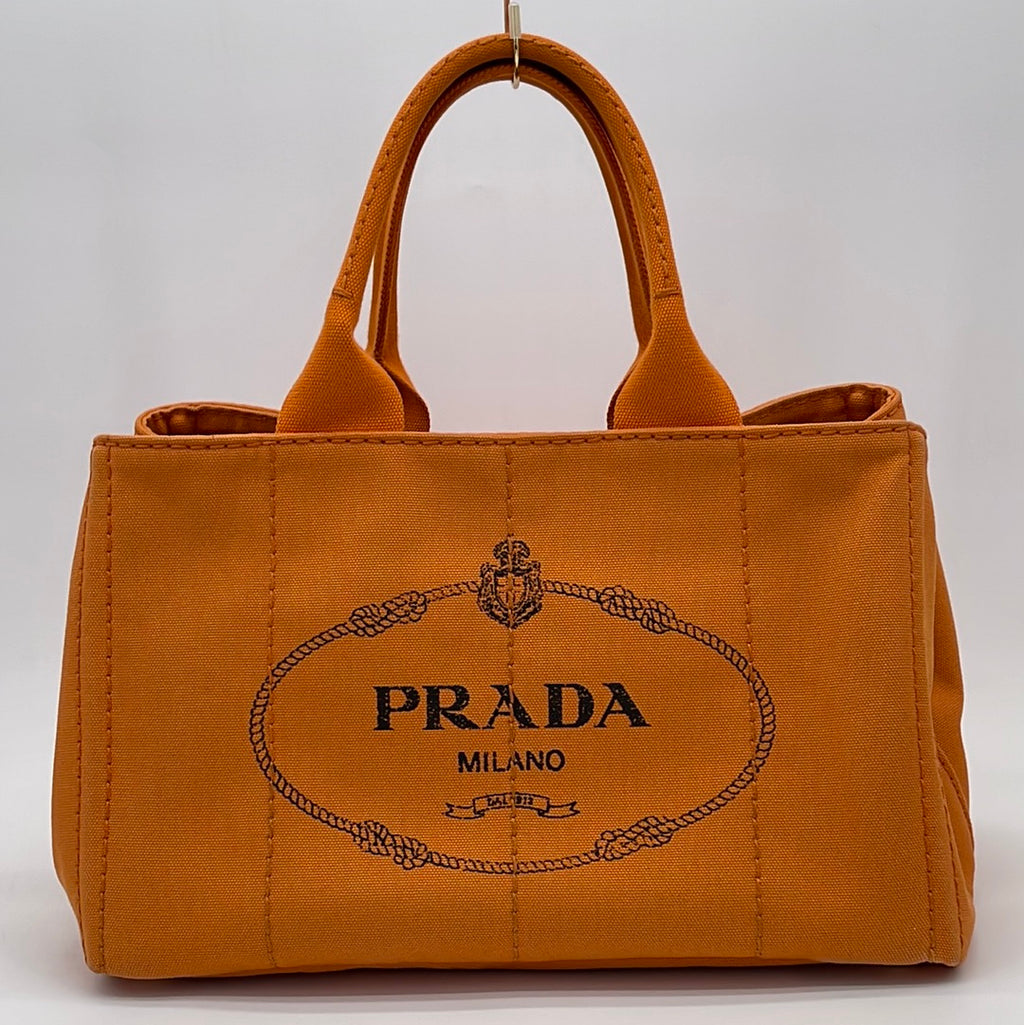 Preloved Prada Orange Canvas Canapa Tote 67J3Y74 041624 H