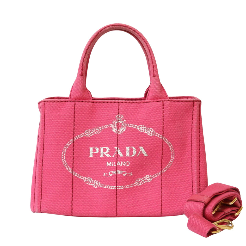 Preloved Prada Pink Canvas Small Canapa Tote YKDGKWW 071024 G