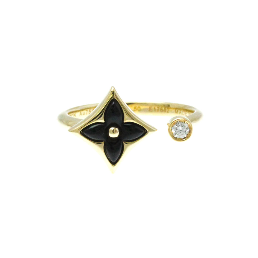 Preloved Like New Louis Vuitton Blossom Mini Star Yellow Gold, Onyx and Diamond Ring E17682 072424 G