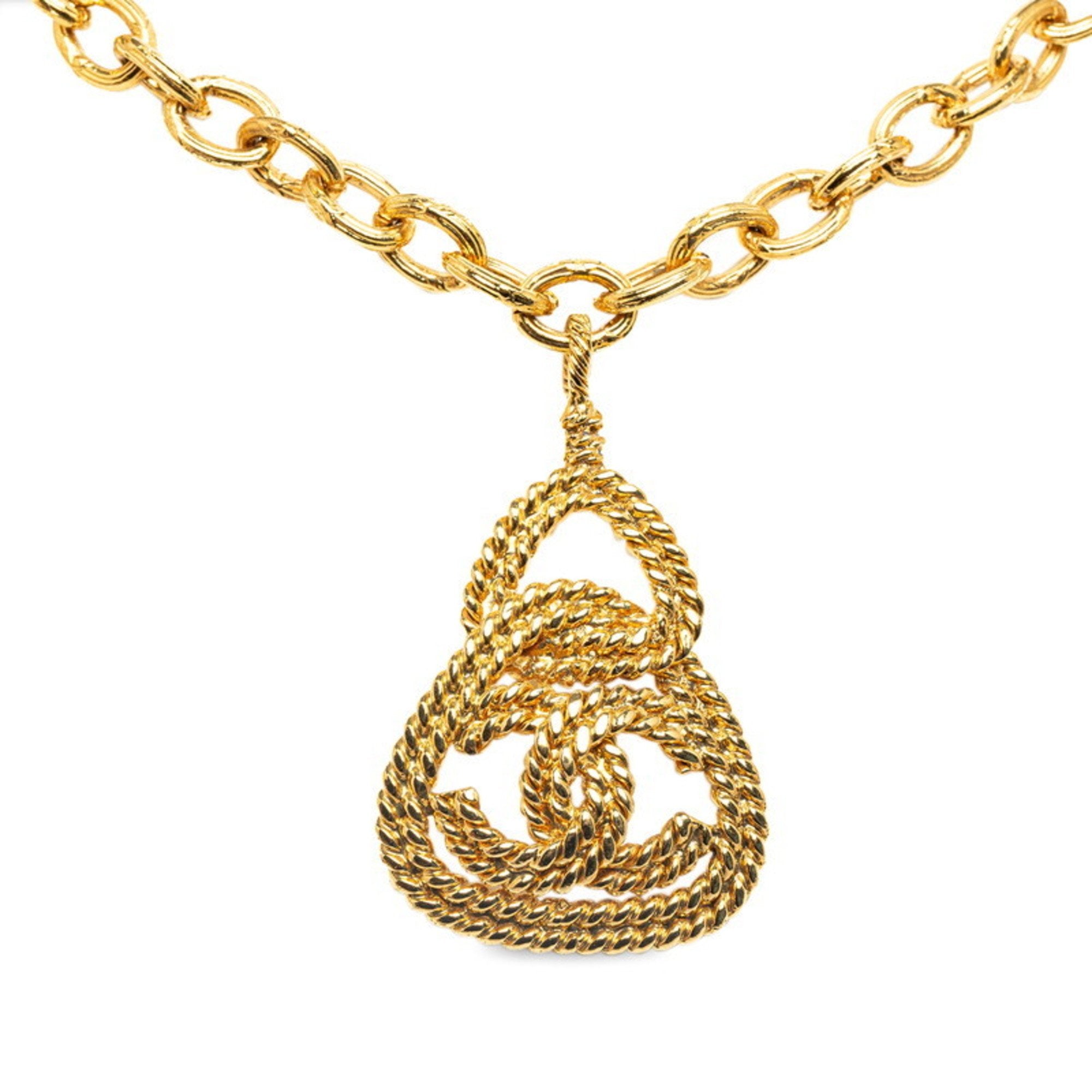 Preloved Chanel Gold CC Coco Mark Rope Triangle Pendant Necklace 93A 072324 G