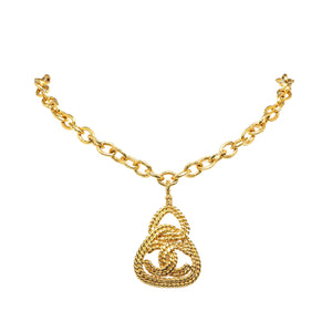 Preloved Chanel Gold CC Coco Mark Rope Triangle Pendant Necklace 93A 072324 G