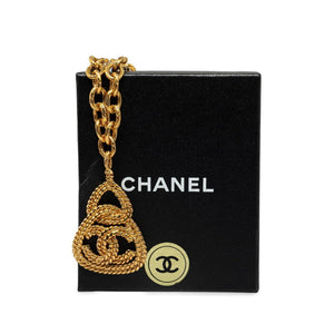 Preloved Chanel Gold CC Coco Mark Rope Triangle Pendant Necklace 93A 072324 G