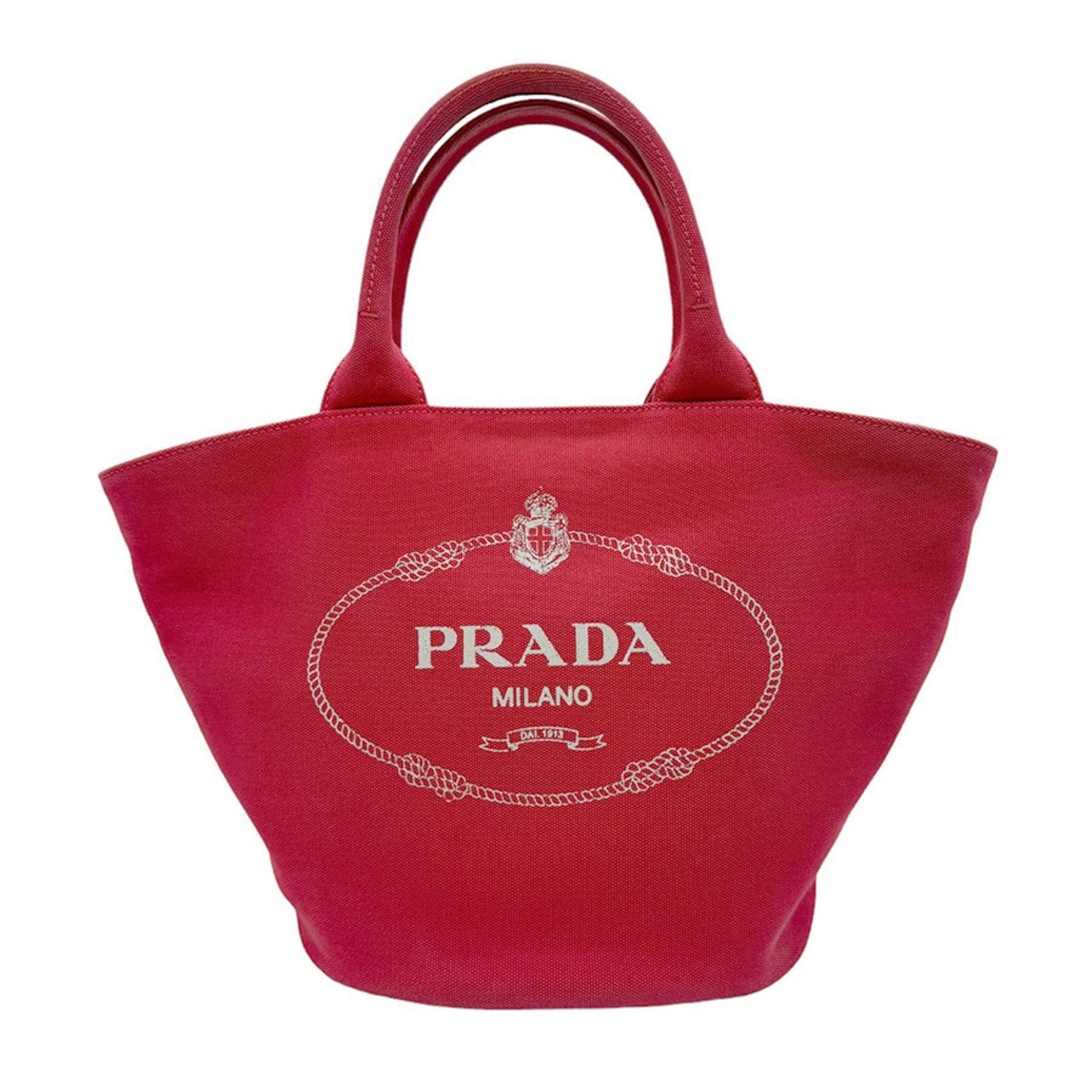 Preloved Prada  Red Canvas 2 way Canapa Medium Convertible Shopping Tote with Zip Pouch. 694D2B6 071724 G