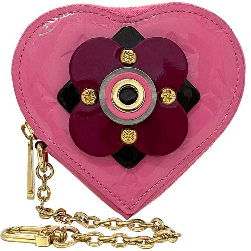 Preloved Louis Vuitton Pink Vernis Porte Monnaie Coeur Flower Coin case KCG72MQ 071724 G