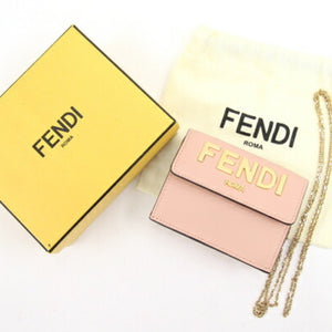 Preloved Fendi Roma Pink Leather Trifold Wallet on Chain 2G3RT8W 092724 P