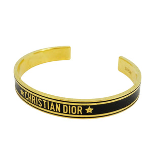 Preloved Christian Dior Gold and Black Dior Code Cuff Bracelet 1056272 073124 G