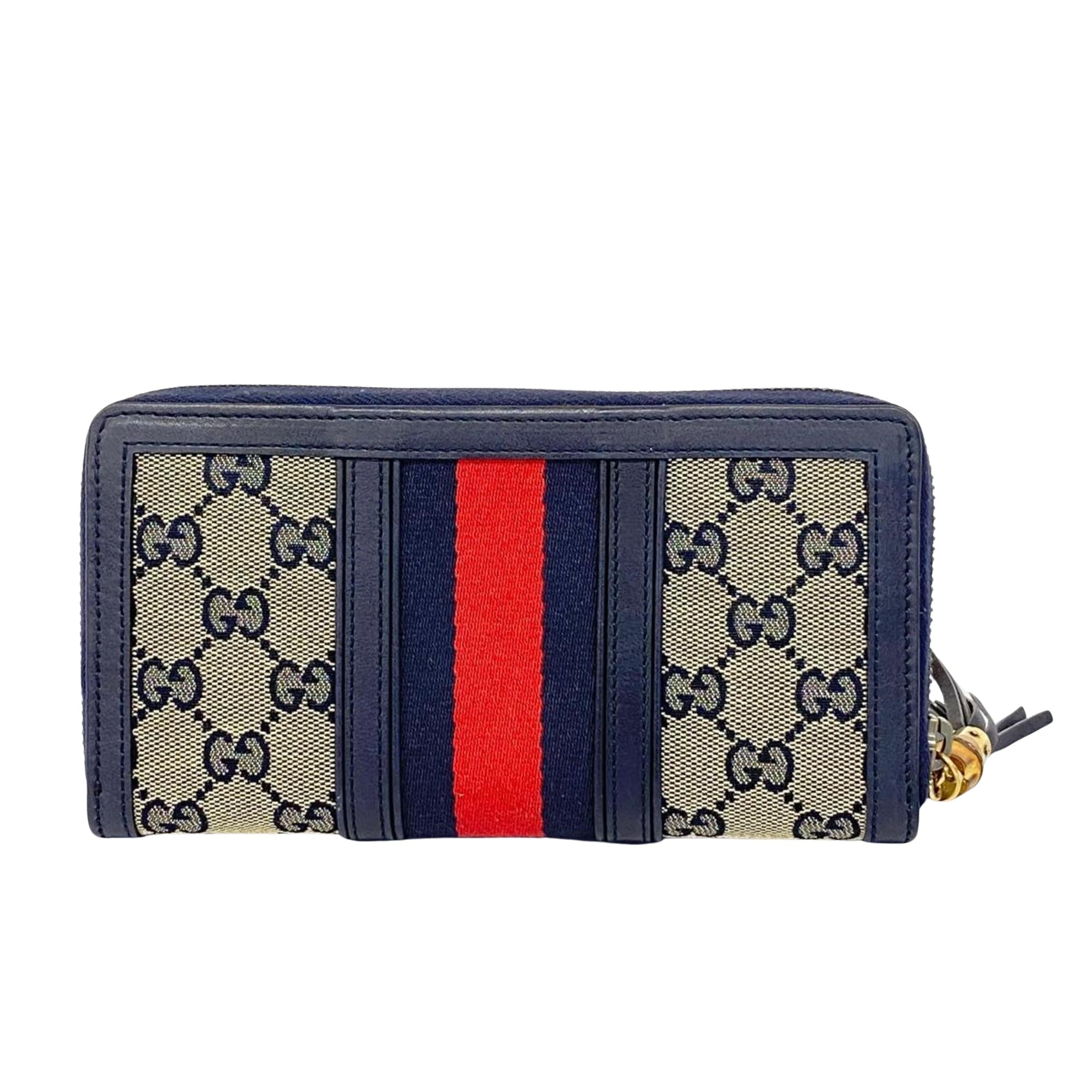 Preloved Gucci Bamboo Navy GG Canvas Zippy Wallet MG9TXQ4 070824 G