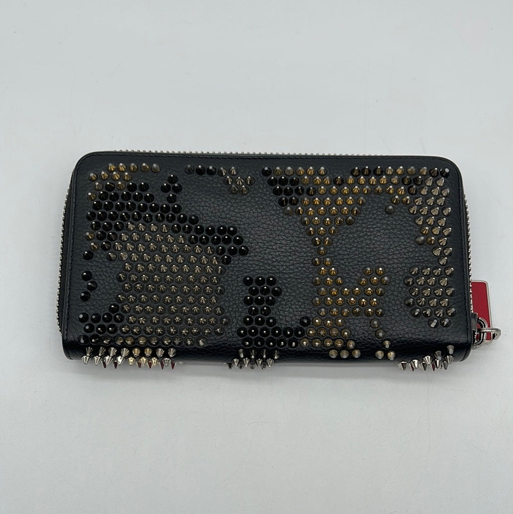 Christian Louboutin Black Long Leather Panettone Spike Stud Wallet C3YGWDM 041824 H