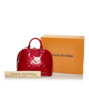 Louis Vuitton Alma Shoulder Bag BB Red Leather Monogram Vernis for sale  online