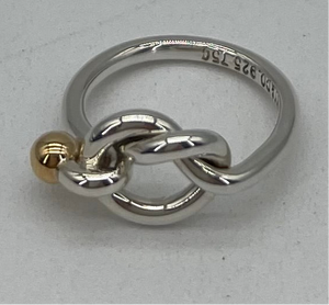 Preloved Tiffany and Company Silver and Gold Love Knot Ring 925 080924 H