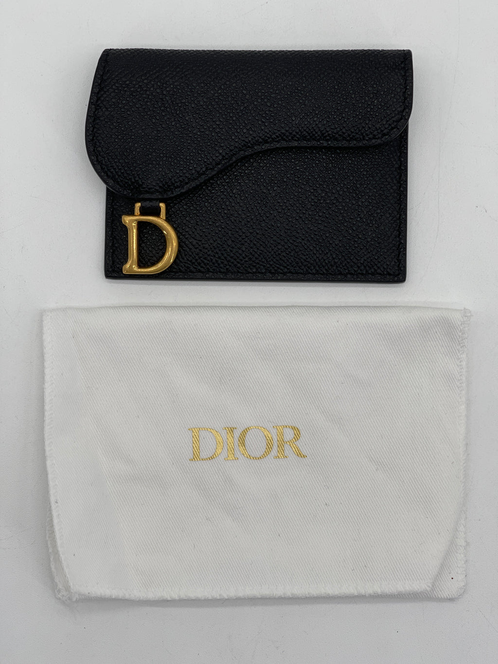 Preloved Christian Dior Black Leather Saddle Flap Card Holder X2JJDR6 061824 P