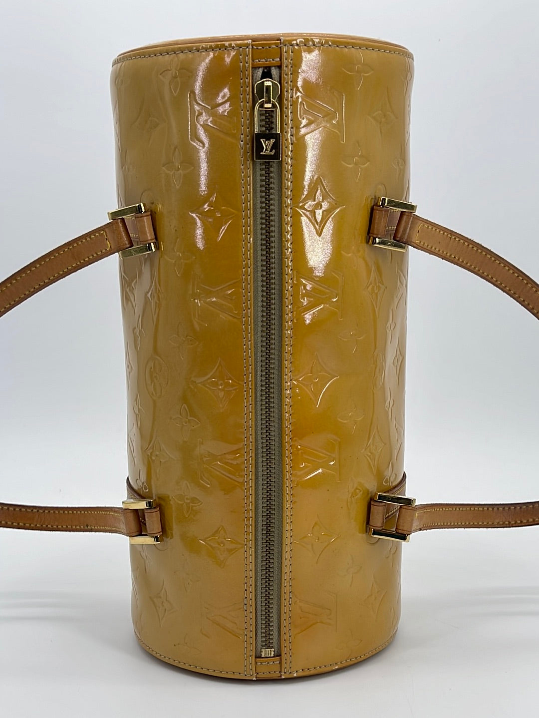 Louis Vuitton Gold Mat Vernis Leather Monogram Logo Sutter Shoulder Bag Y2K
