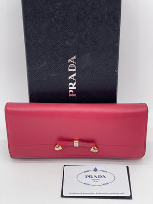 PRELOVED Prada Pink Saffiano Leather Bow Long Wallet. BRY263Y 082924 H