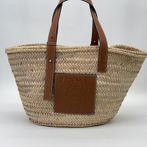 Loewe Leather Woven Basket Bag in Brown