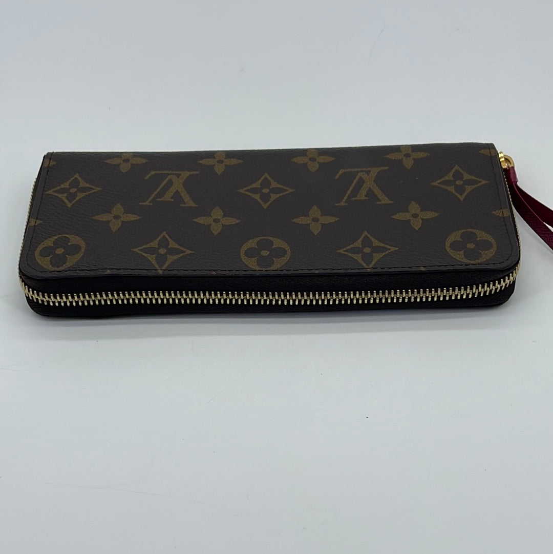 Shop Louis Vuitton CLEMENCE Monogram Leather Logo Long Wallets