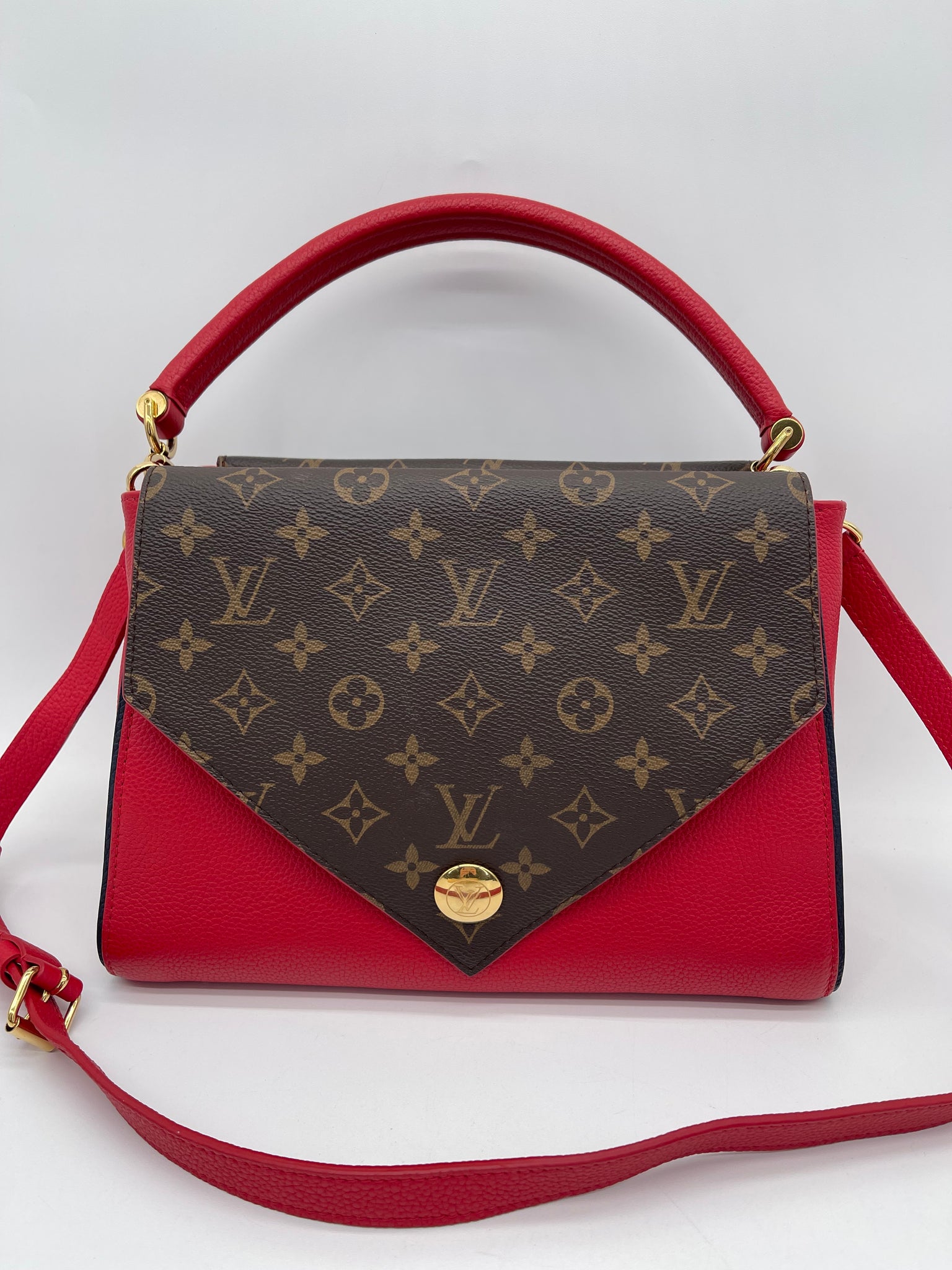 PRELOVED Louis Vuitton Monogram Red Double V Satchel Crossbody Bag X47KD99 083024 P