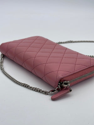 CHANEL-Wild-Stitch-Matelasse-Lambskin-Chain-Wallet-Pink