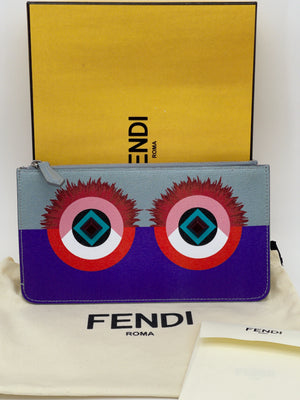 PRELOVED Fendi Purple Monster Leather Pouch QMY7V6T 100824 P