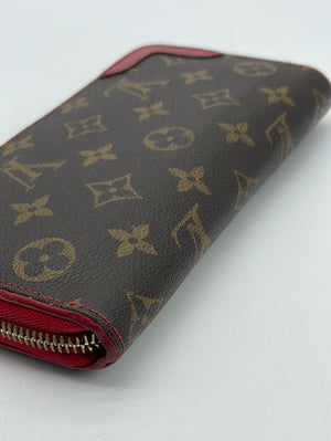 LOUIS VUITTON Zippy Wallet Retiro Monogram Leather Brown Fuchsia