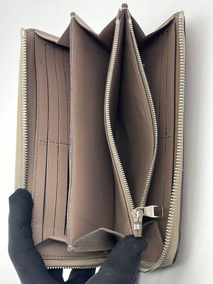 Louis Vuitton Wallet Zippy Taupe Beige Long Round Zipper Women's