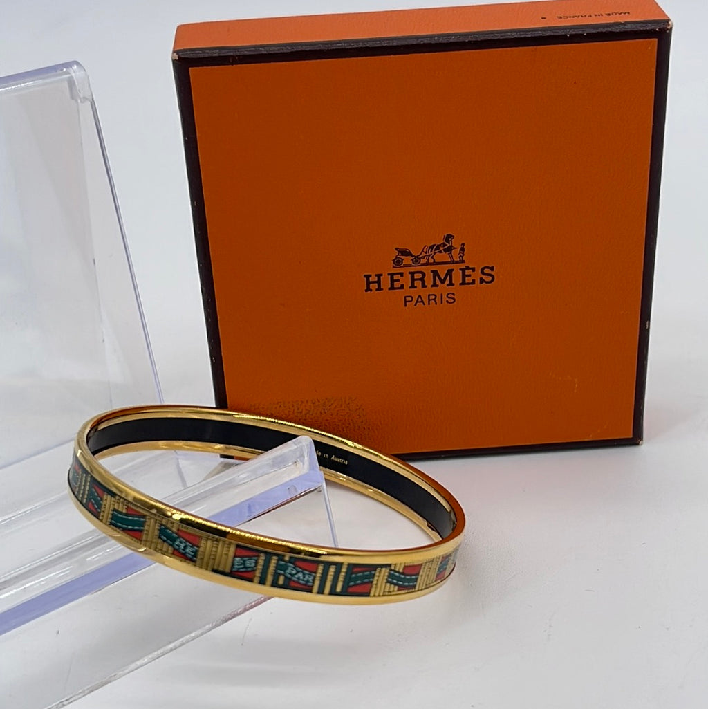 PRELOVED HERMES Gold and Enamel Email Bangle Bracelet 050624 H