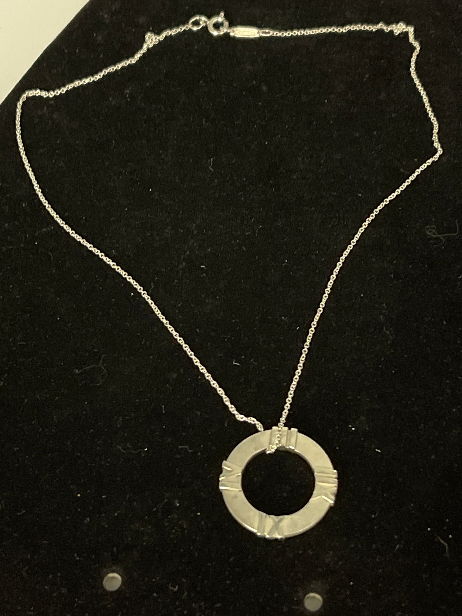 Preloved Tiffany & Co Sterling Silver Atlas Circle Necklace Silver 925. Made In Italy 081224 H