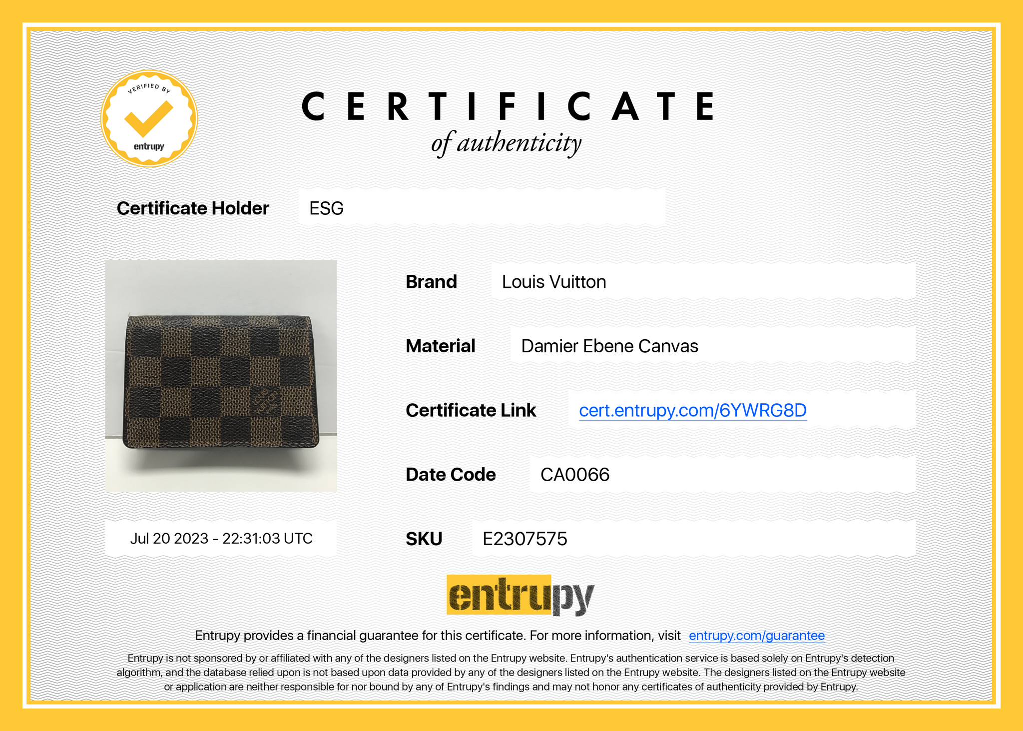 LOUIS VUITTON Damier Cobalt Latitude America's Cup ID Card Holder 1064622