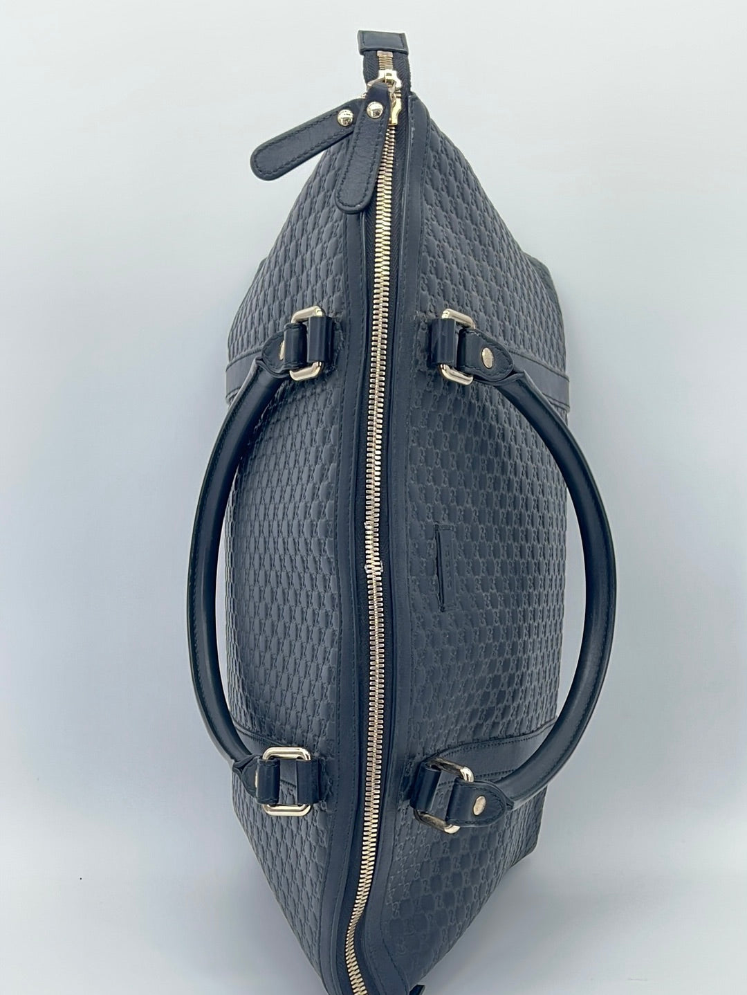 Gucci Black Leather Microguccissima Medium Dome Satchel Bag