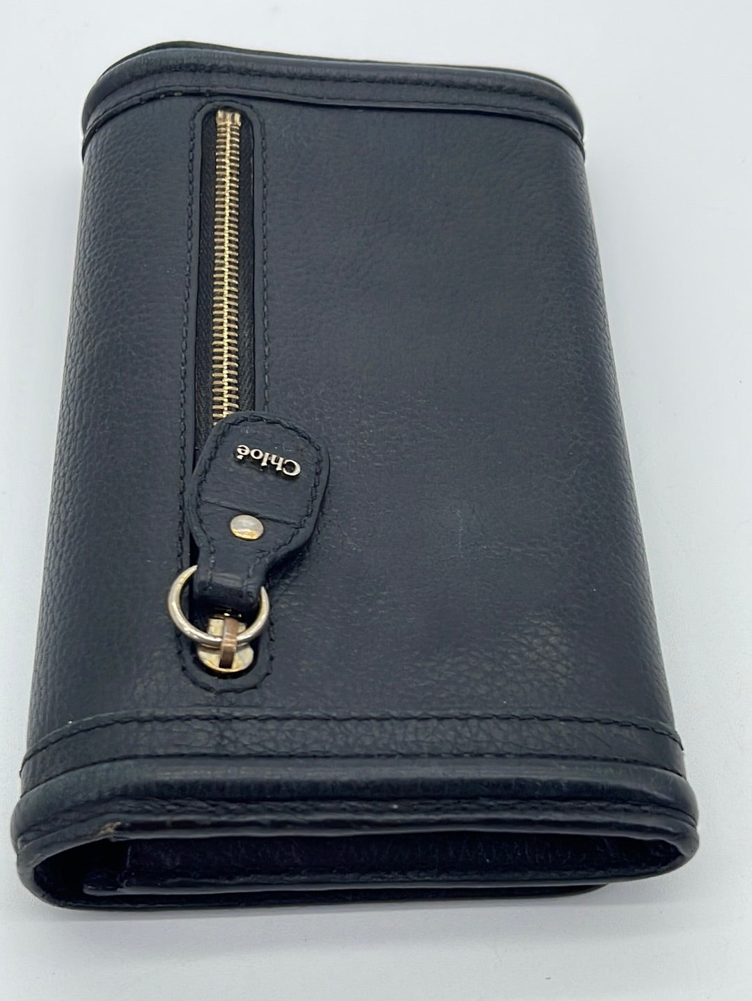 CELINE Long Wallet Leather Brown and Blue Missing Zipper Pull Zip