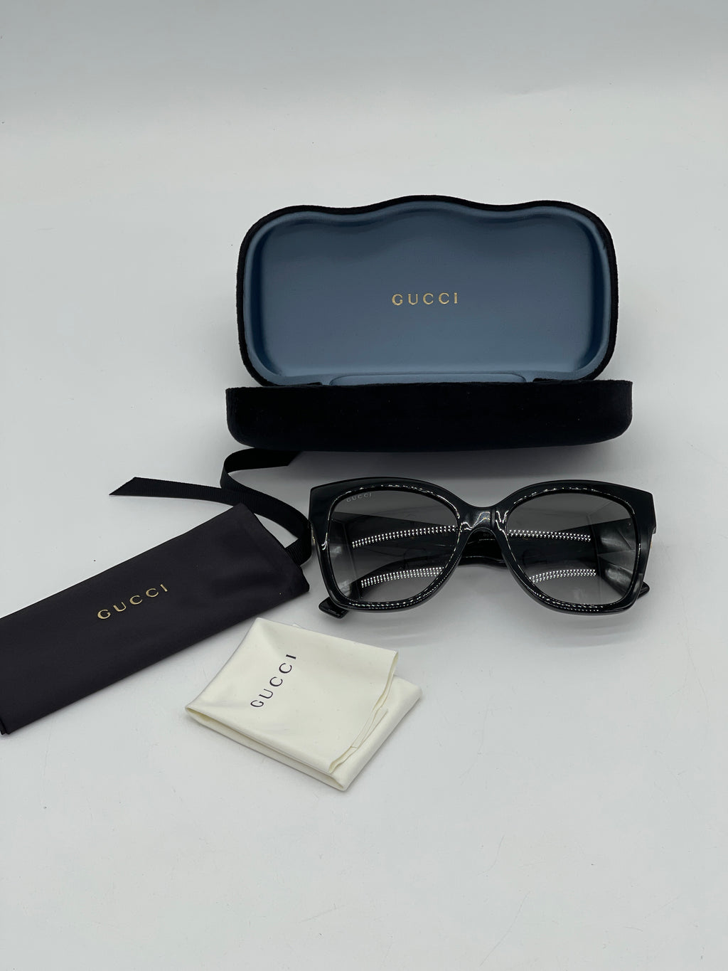 PRELOVED Gucci Black Square Sunglasses with Web Plack ZJ5178E23N 082624 P