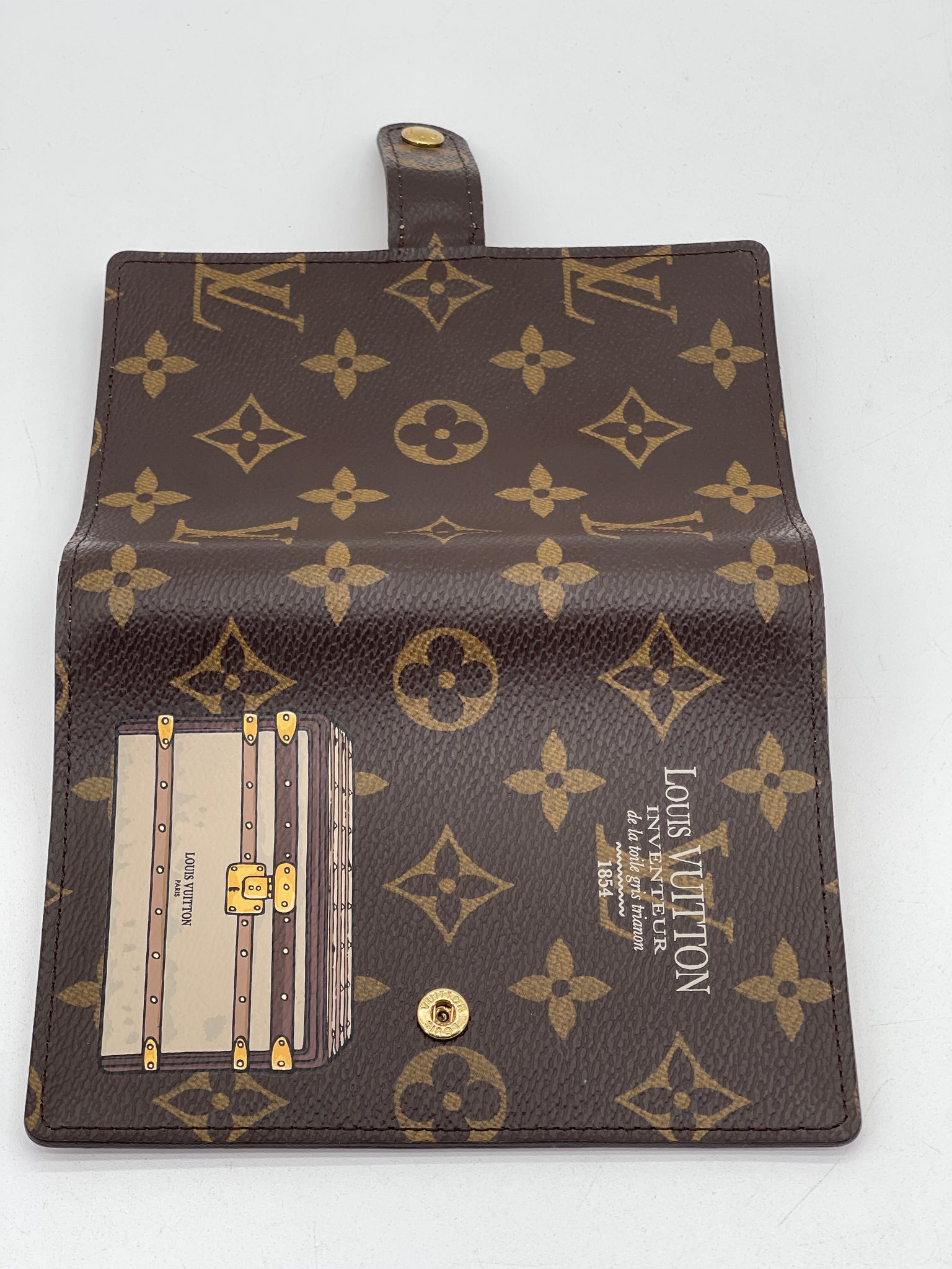 Preloved Louis Vuitton Monogram Trunks Agenda PM Day Planner Cover - Inventor Trunks Print - *N.S Initials inside.* QCTB9YY 090324 P