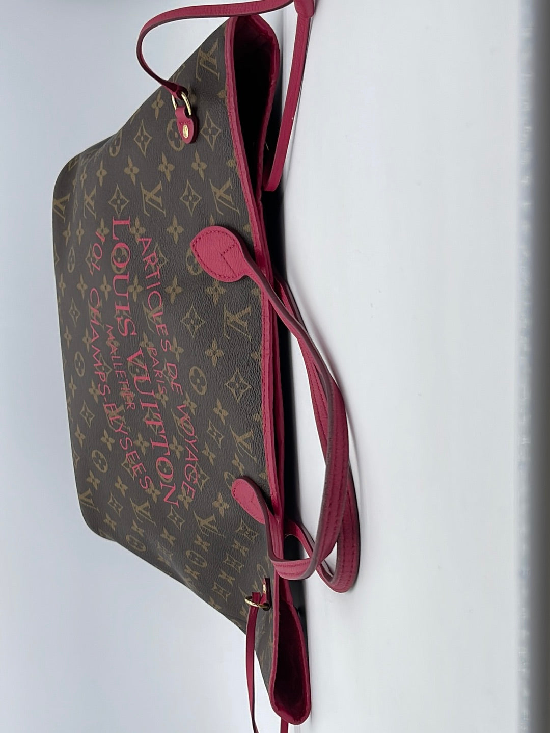 Preloved Louis Vuitton RASPBERRY MONOGRAM IKAT Flower Neverfull MM Tote Bag  JG9C7XM 100623