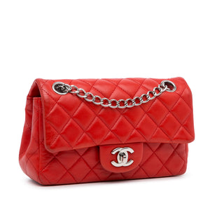 Preloved Chanel Red Quilted Lambskin Mini Classic Square Single Flap. Unbranded Chain 15624213 081524 Y