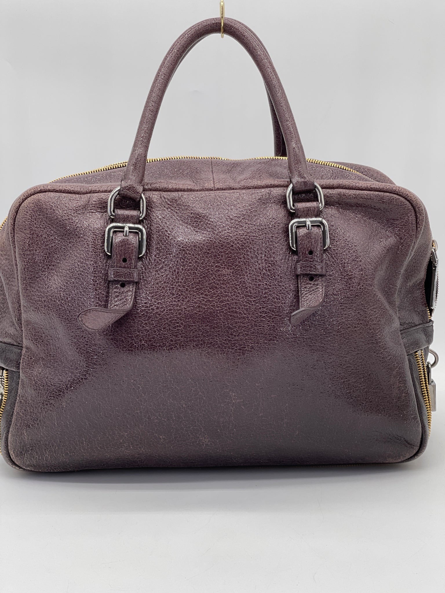 Preloved Prada Purple Shine Leather Bowler Hand bag. DQ4VHCK 101624 P