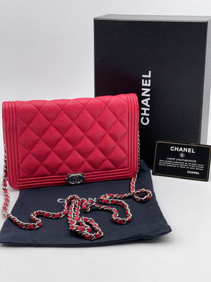 Preloved Chanel Pink Caviar Quilted Boy Wallet On Chain WOC Crossbody bag. 79M8G8J 093024 P