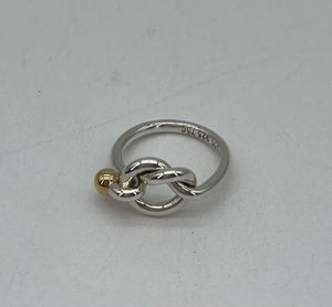 Preloved Tiffany and Company Silver and Gold Love Knot Ring 925 080924 H