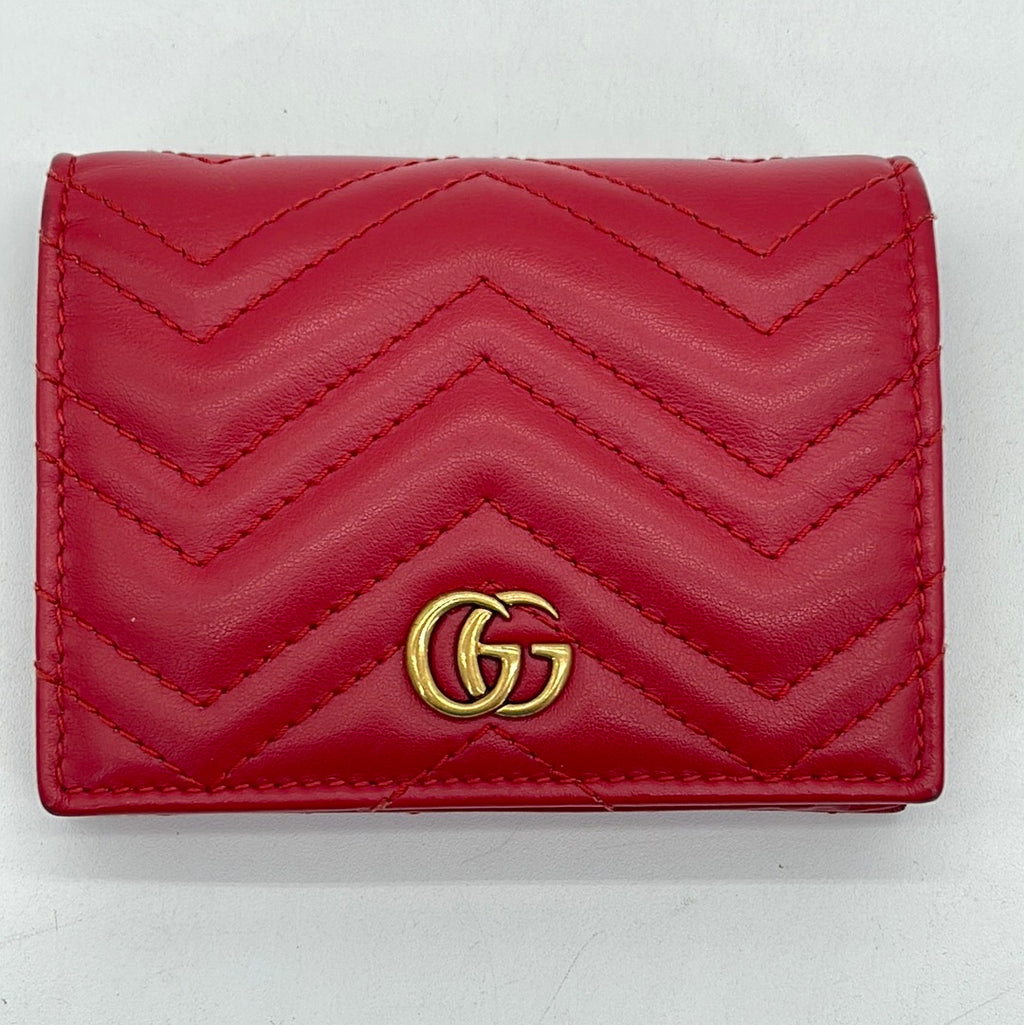 Preloved Gucci Red Leather GG Marmont Compact Wallet  Q698CCW 053124B