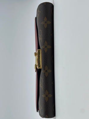 LOUIS VUITTON 'Pallas' wallet in brown monogram canvas and coral leather -  VALOIS VINTAGE PARIS