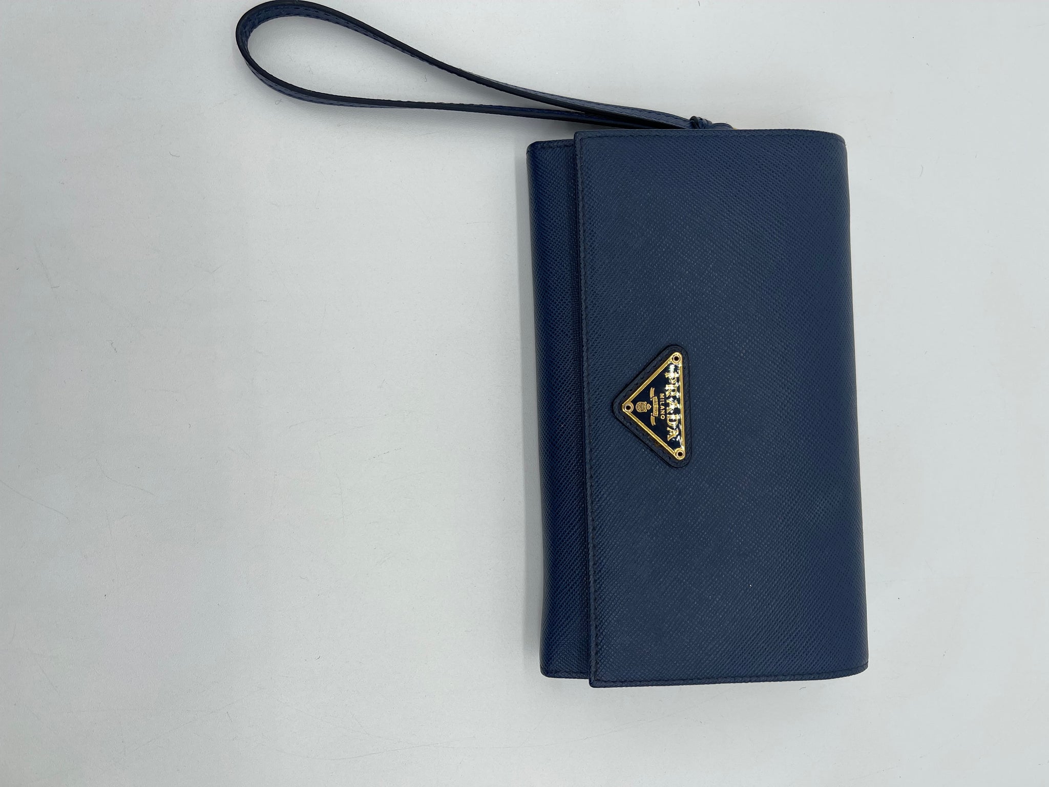 Preloved Prada Blue Saffiano Wristlet Wallet 4KM37DQ 070124 H