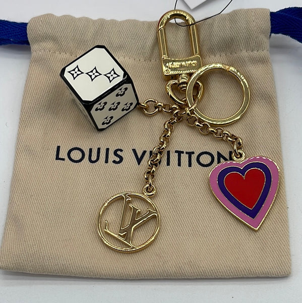 Used Louis Vuitton pink & grey monogram KEYCHAIN