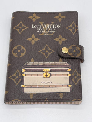 Preloved Louis Vuitton Monogram Trunks Agenda PM Day Planner Cover - Inventor Trunks Print - *N.S Initials inside.* QCTB9YY 090324 P