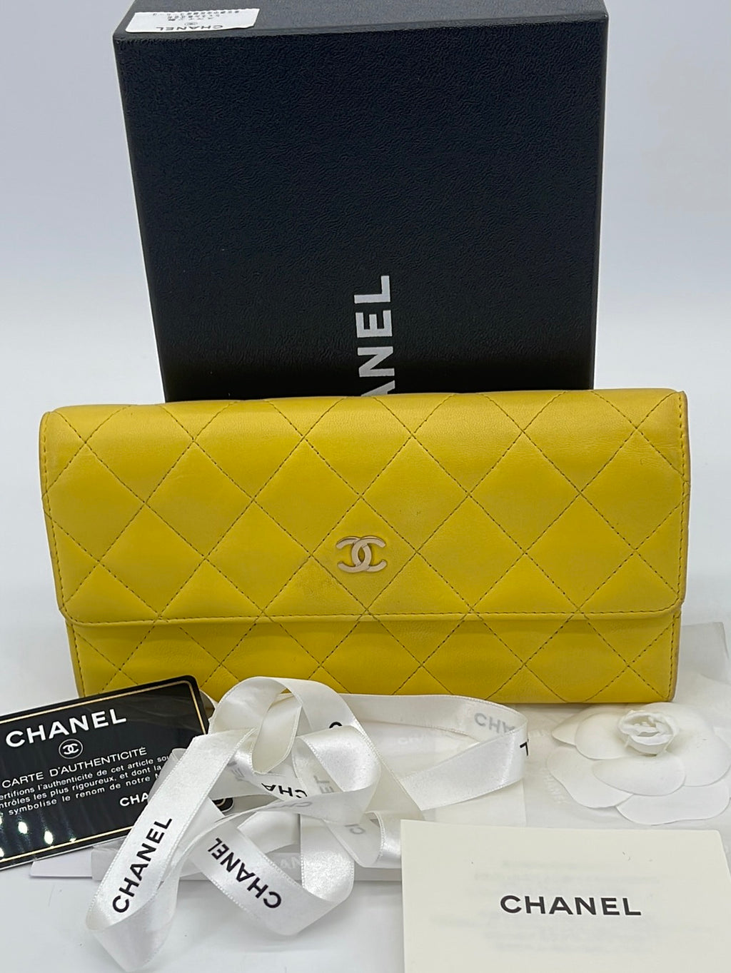 PRELOVED CHANEL Quilted Lambskin Yellow Long Wallet XT237HH 050724 H