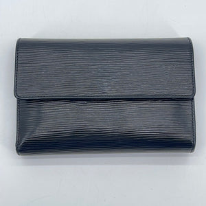 Authentic Louis Vuitton Black Epi Leather Bifold Card Case Holder 