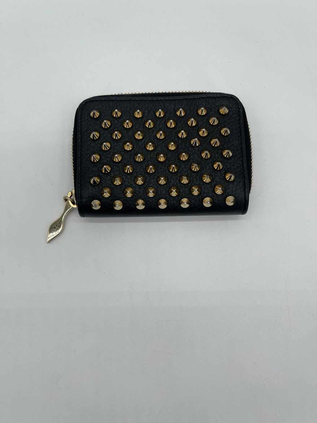 Preloved Christian Louboutin Black Leather Panettone Spike Stud Coin Purse Wallet H32VGDM 070124 H