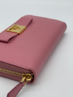 Preloved Prada Pink Bow Saffiano Leather Long Wallet RV4JJMR 052424 H