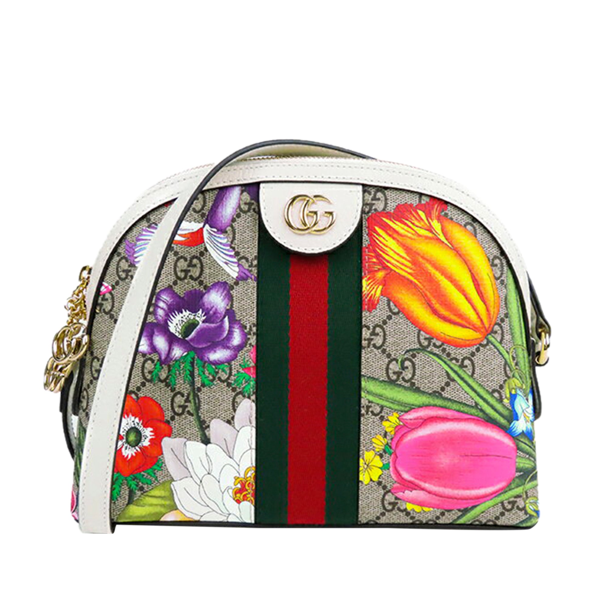 Gucci Ophidia Floral And GG Supreme Tote in Red